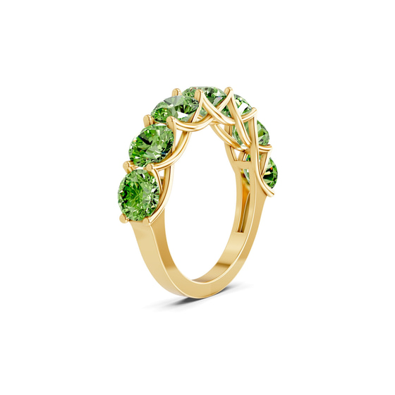 Leandra Round Ocean Green Lab Diamond Anniversary Band left view