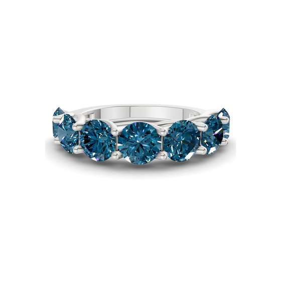 Leandra Round Royal Blue Lab Diamond Anniversary Band front view