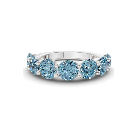 Raquel Round Ice Blue Lab Diamond Anniversary Band front view