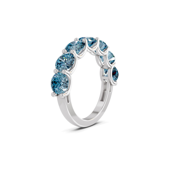 Raquel Round Ice Blue Lab Diamond Anniversary Band left view
