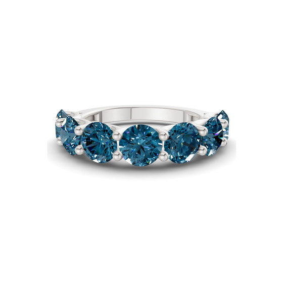 Raquel Round Royal Blue Lab Diamond Anniversary Band front view