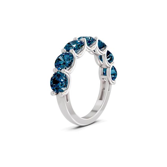Raquel Round Royal Blue Lab Diamond Anniversary Band left view
