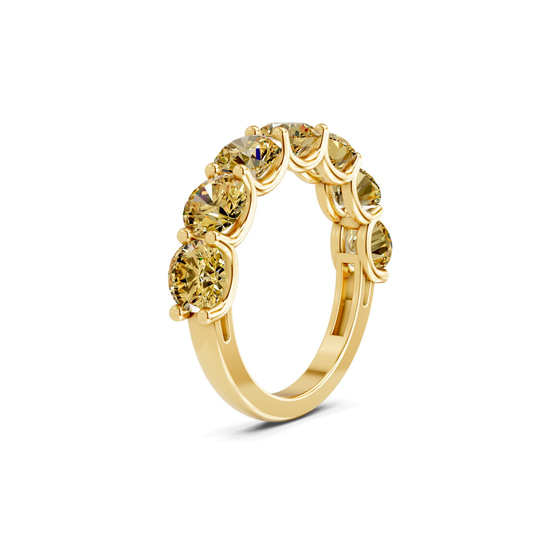 Raquel Round Lemon Yellow Lab Diamond Anniversary Band left view
