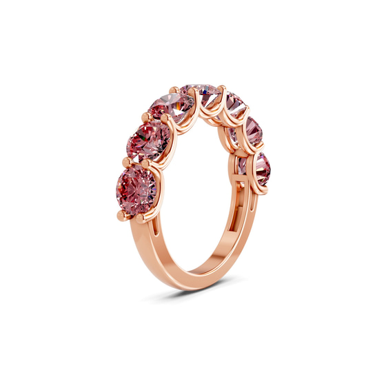 Raquel Round Vivid Pink Lab Diamond Anniversary Band left view