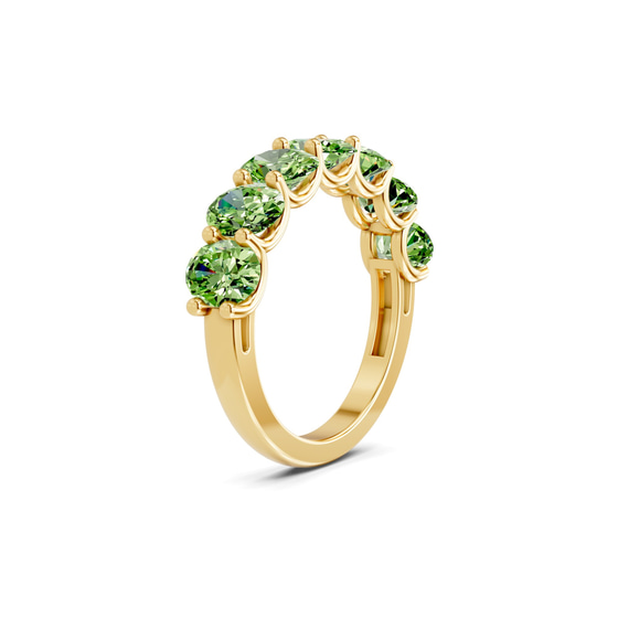 Yolanda Oval Ocean Green Lab Diamond Anniversary Band left view