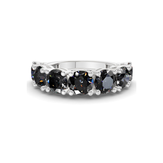 Adela Round Black Lab Diamond Anniversary Band front view