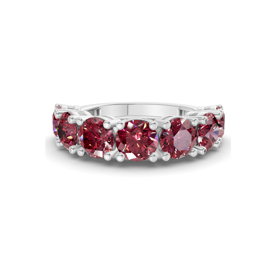 Adela Round Cherry Cognac Lab Diamond Anniversary Band front view
