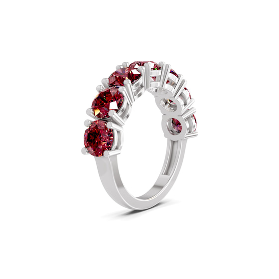 Adela Round Cherry Cognac Lab Diamond Anniversary Band left view