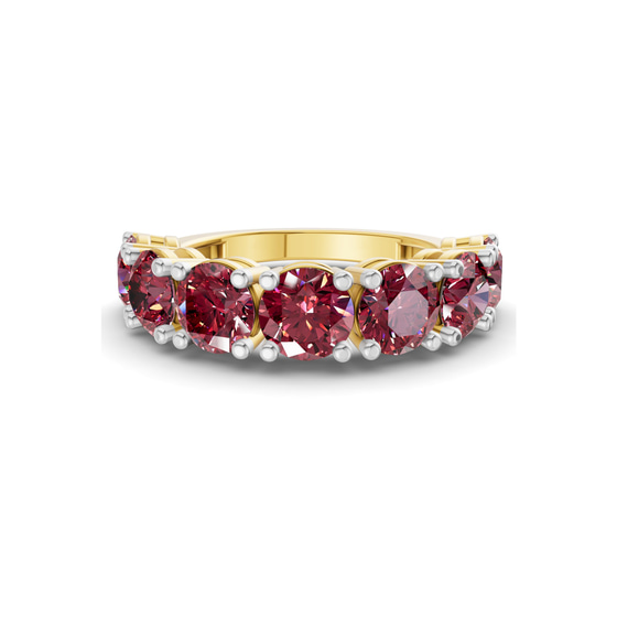 Adela Round Cherry Cognac Lab Diamond Anniversary Band front view