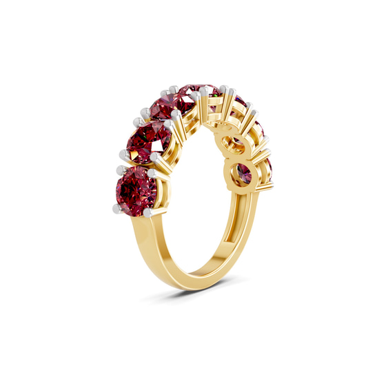 Adela Round Cherry Cognac Lab Diamond Anniversary Band left view