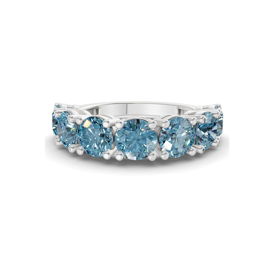 Adela Round Ice Blue Lab Diamond Anniversary Band front view