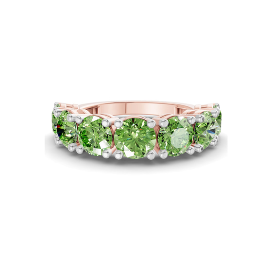 Adela Round Ocean Green Lab Diamond Anniversary Band front view