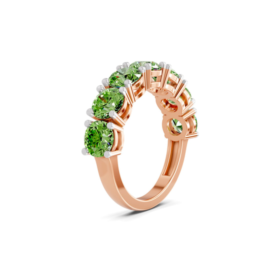 Adela Round Ocean Green Lab Diamond Anniversary Band left view