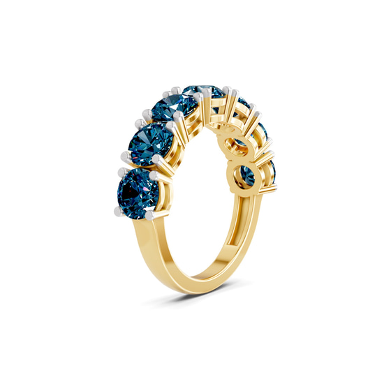 Adela Round Royal Blue Lab Diamond Anniversary Band left view