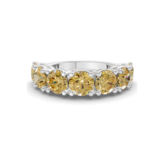 Adela Round Lemon Yellow Lab Diamond Anniversary Band front view