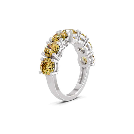 Adela Round Lemon Yellow Lab Diamond Anniversary Band left view
