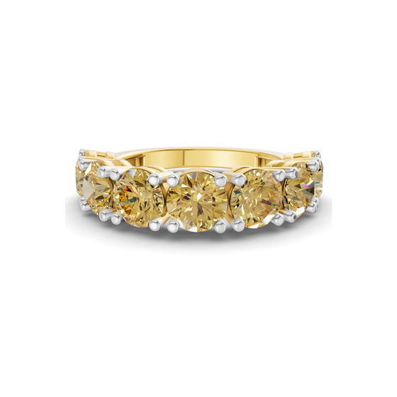 Adela Round Lemon Yellow Lab Diamond Anniversary Band front view