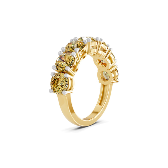 Adela Round Lemon Yellow Lab Diamond Anniversary Band left view