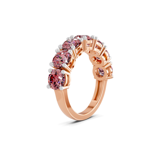 Adela Round Vivid Pink Lab Diamond Anniversary Band left view