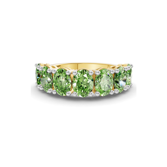 Blanca Oval Ocean Green Lab Diamond Anniversary Band front view