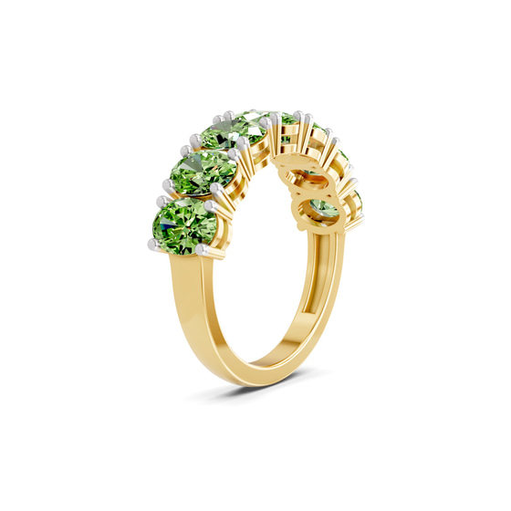 Blanca Oval Ocean Green Lab Diamond Anniversary Band left view