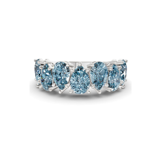 Juana Pear Ice Blue Lab Diamond Anniversary Band front view