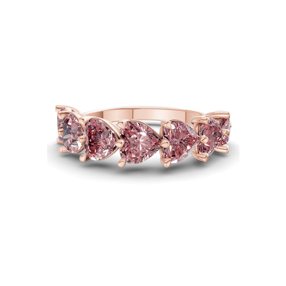 Patricia Heart Vivid Pink Lab Diamond Anniversary Band front view