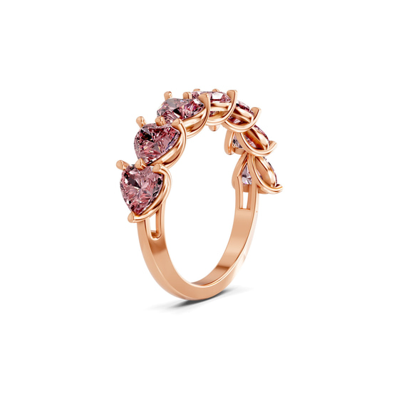 Patricia Heart Vivid Pink Lab Diamond Anniversary Band left view