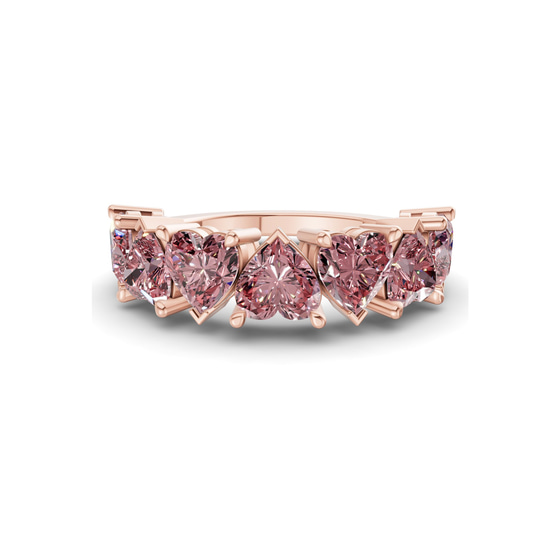 Rafaela Heart Vivid Pink Lab Diamond Anniversary Band front view