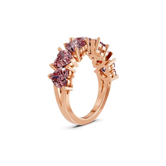 Rafaela Heart Vivid Pink Lab Diamond Anniversary Band left view