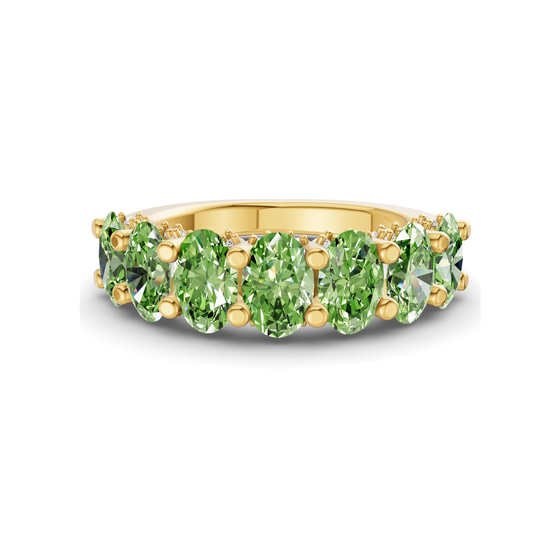 Minerva Oval Ocean Green Lab Diamond Anniversary Band front view