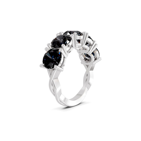Noella Round Black Lab Diamond Anniversary Band left view