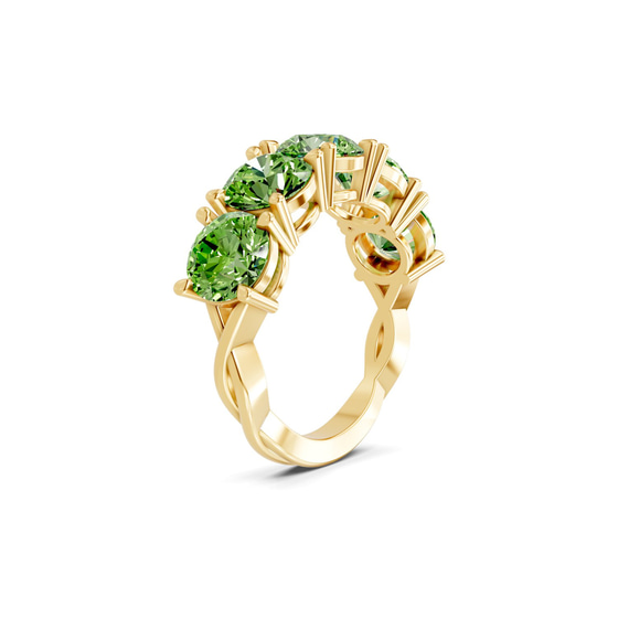 Noella Round Ocean Green Lab Diamond Anniversary Band left view