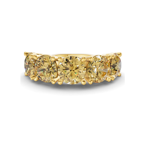 Noella Round Lemon Yellow Lab Diamond Anniversary Band front view