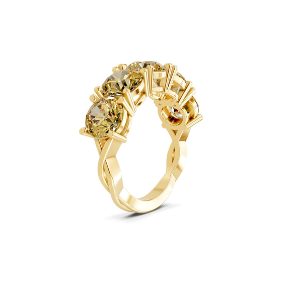 Noella Round Lemon Yellow Lab Diamond Anniversary Band left view