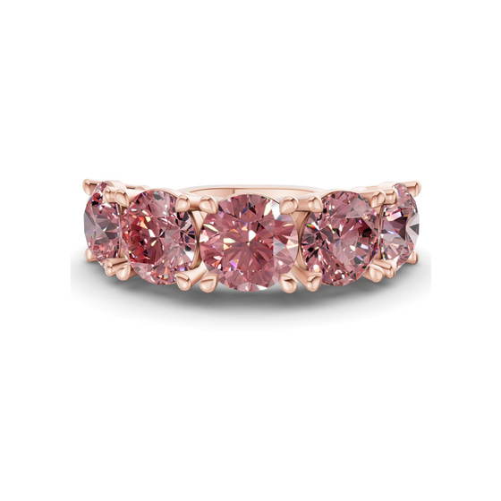 Noella Round Vivid Pink Lab Diamond Anniversary Band front view