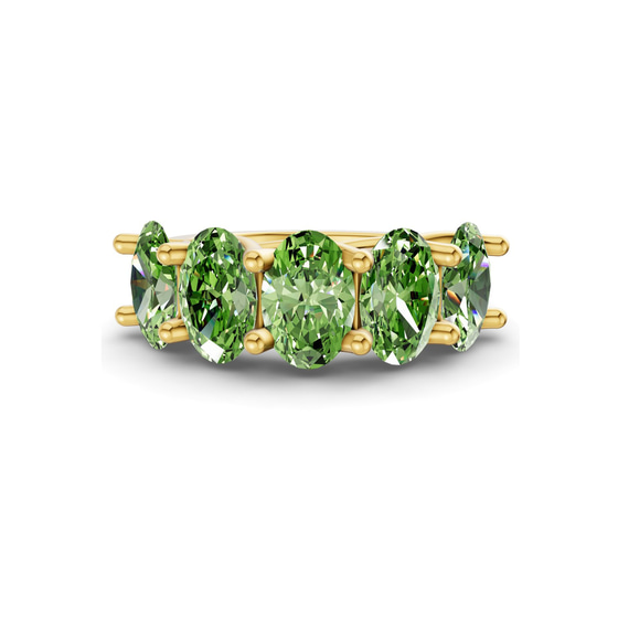 Fairleigh Oval Ocean Green Lab Diamond Anniversary Band front view