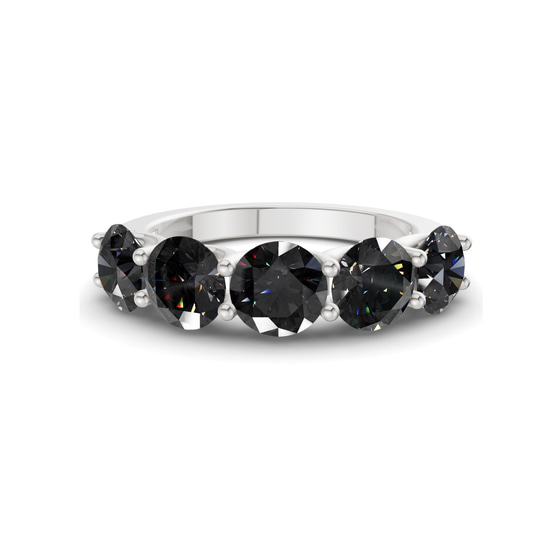 Camille Round Black Lab Diamond Anniversary Band front view