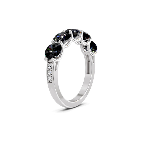 Camille Round Black Lab Diamond Anniversary Band left view