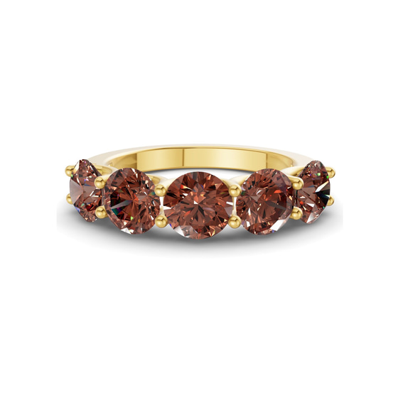 Camille Round Brown Lab Diamond Anniversary Band front view