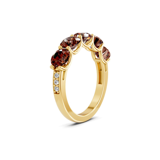 Camille Round Brown Lab Diamond Anniversary Band left view