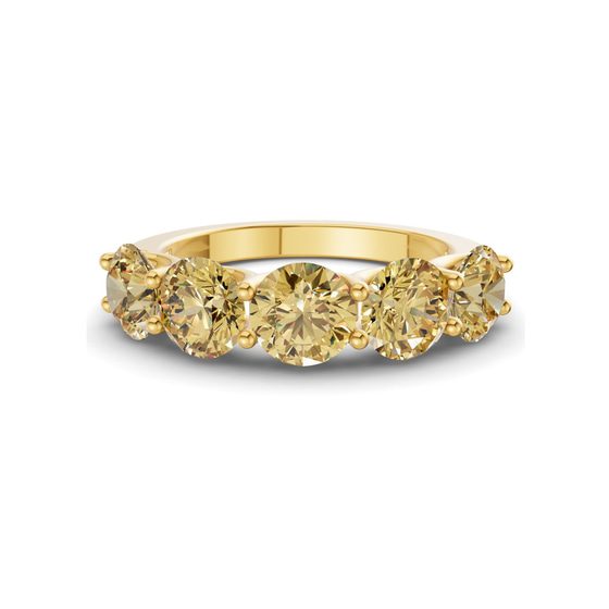 Camille Round Lemon Yellow Lab Diamond Anniversary Band front view
