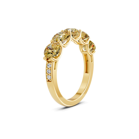 Camille Round Lemon Yellow Lab Diamond Anniversary Band left view