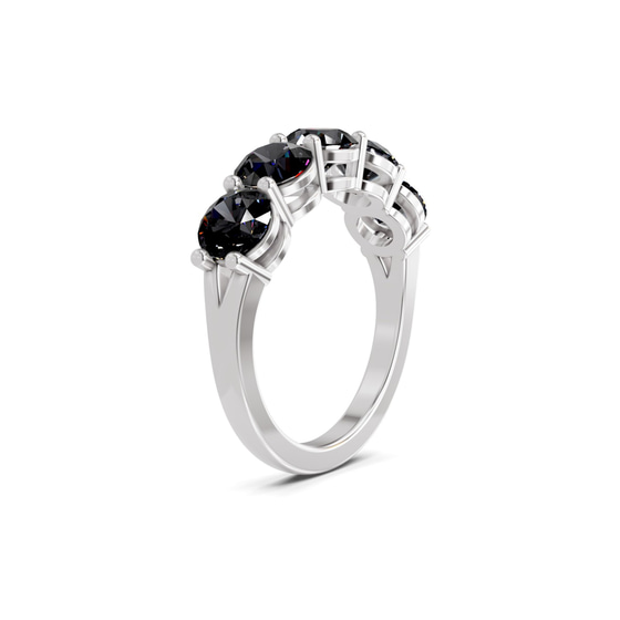 Elowyn Round Black Lab Diamond Anniversary Band left view