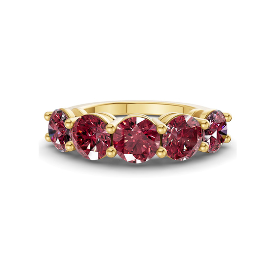 Elowyn Round Cherry Cognac Lab Diamond Anniversary Band front view