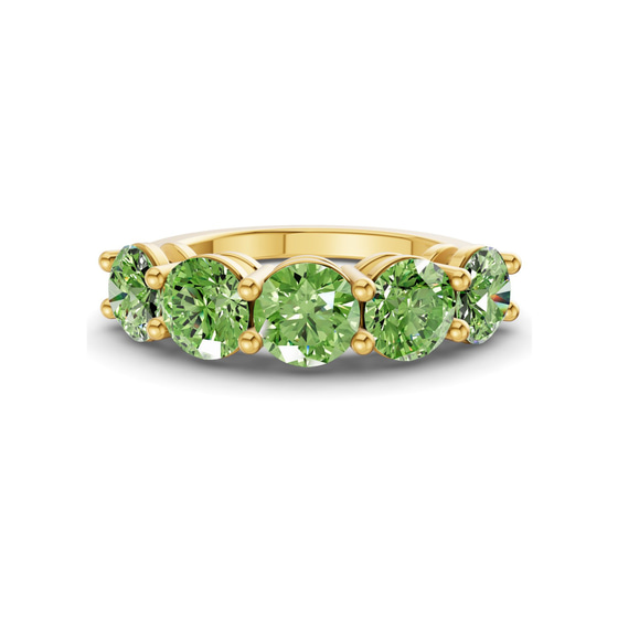 Elowyn Round Ocean Green Lab Diamond Anniversary Band front view