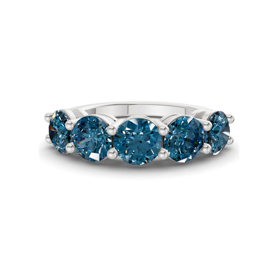 Elowyn Round Royal Blue Lab Diamond Anniversary Band front view