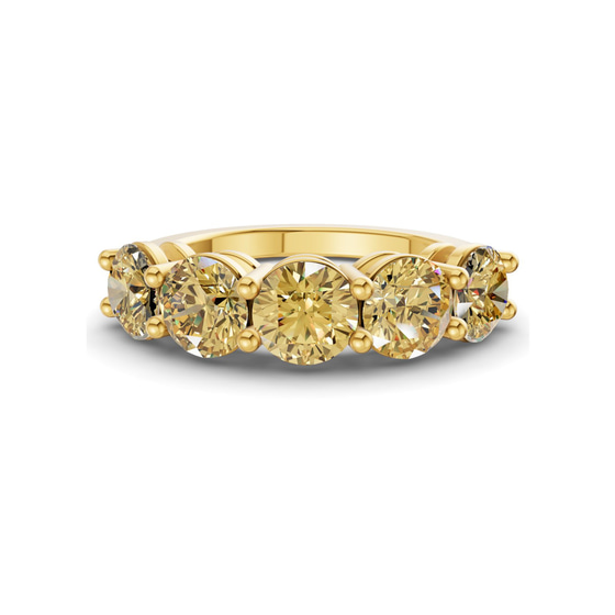 Elowyn Round Lemon Yellow Lab Diamond Anniversary Band front view