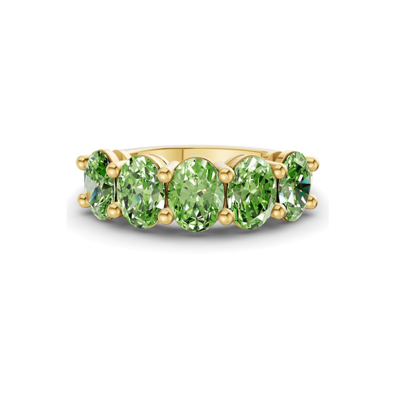 Portia Oval Ocean Green Lab Diamond Anniversary Band front view