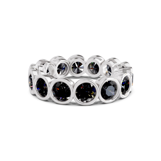 Dream Round Bezel Black Lab Diamond Eternity Ring front view